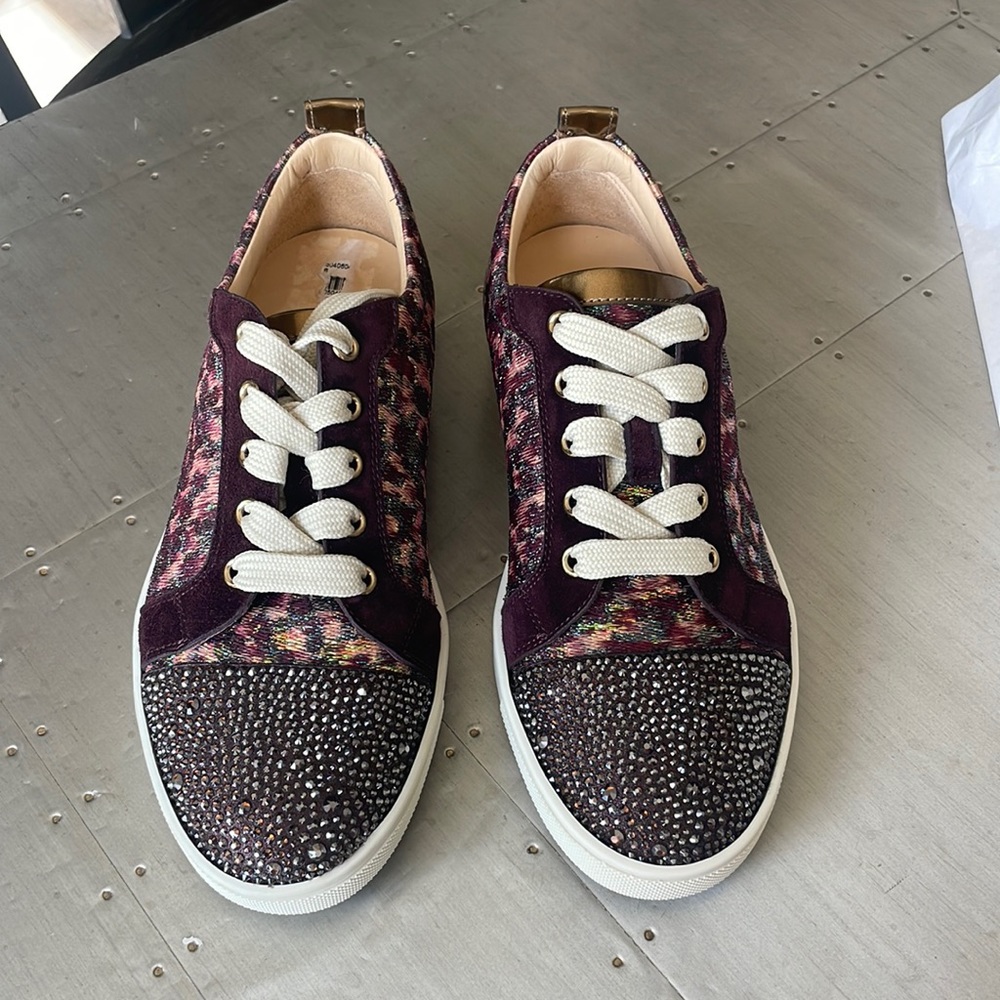 Christian Louboutin gondolastrass crystal sneaker trainer flat bronze Sz 36
